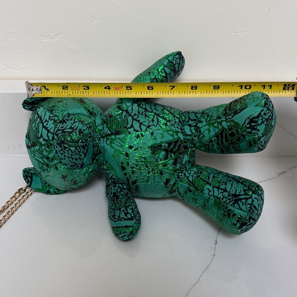 Green Teddy Bear Gold Chain Purse Bag - Picture 6 of 6